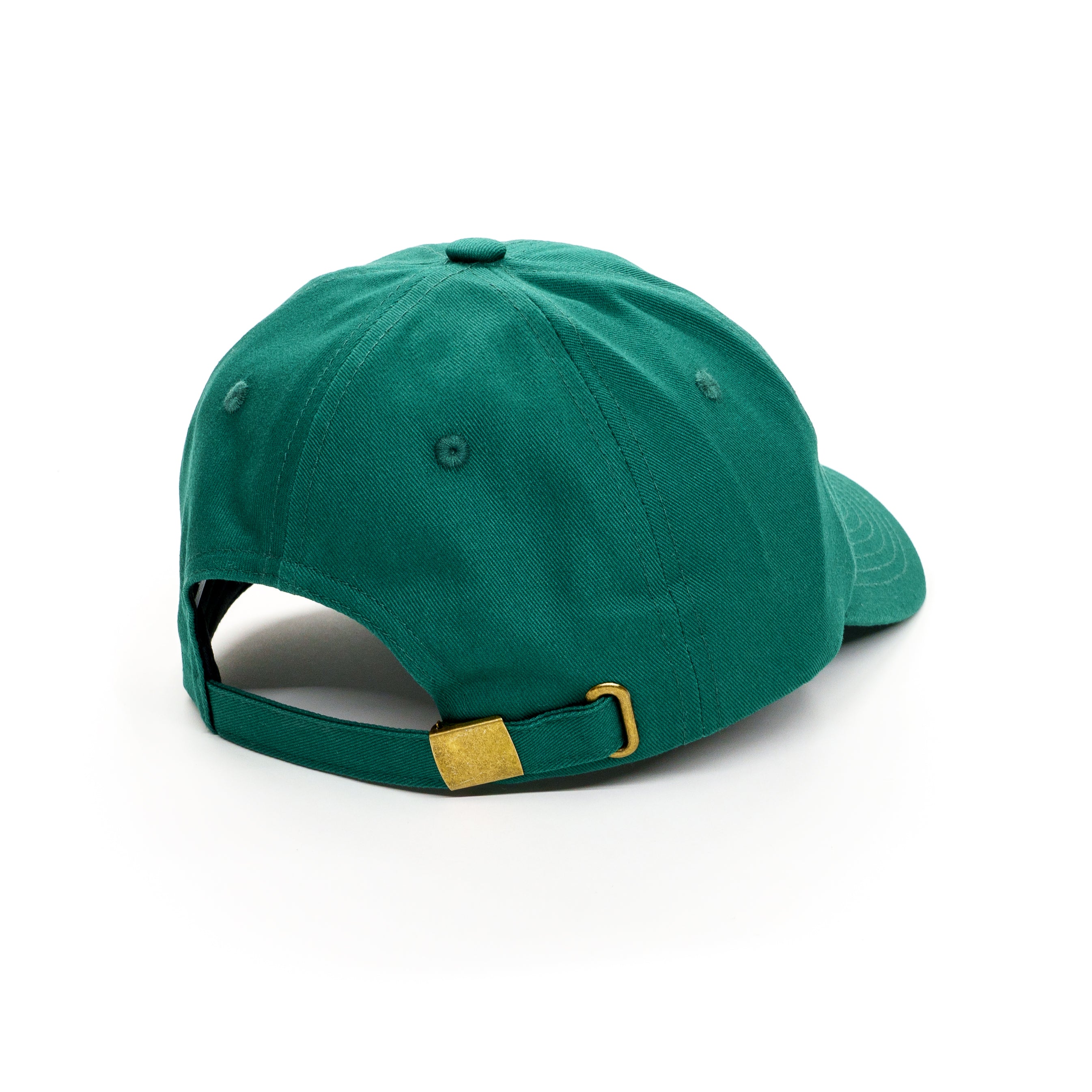 Back of green baseball hat that says Let&