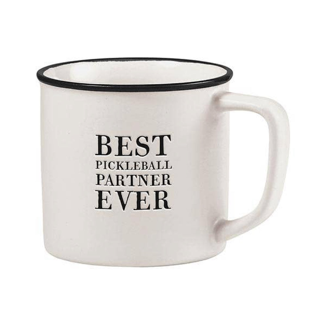 Stoneware coffee mug that says Best Pickleball Partner Ever on it