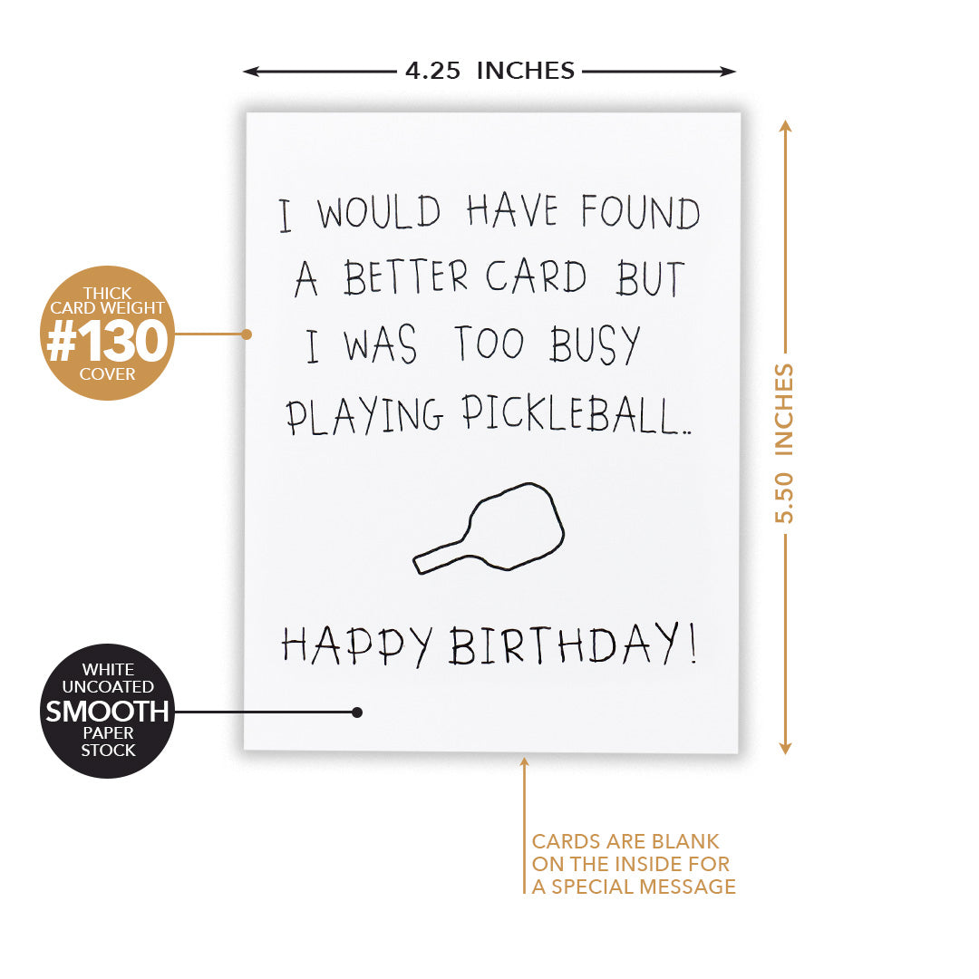 Card dimensions of funny pickleball birthday card 