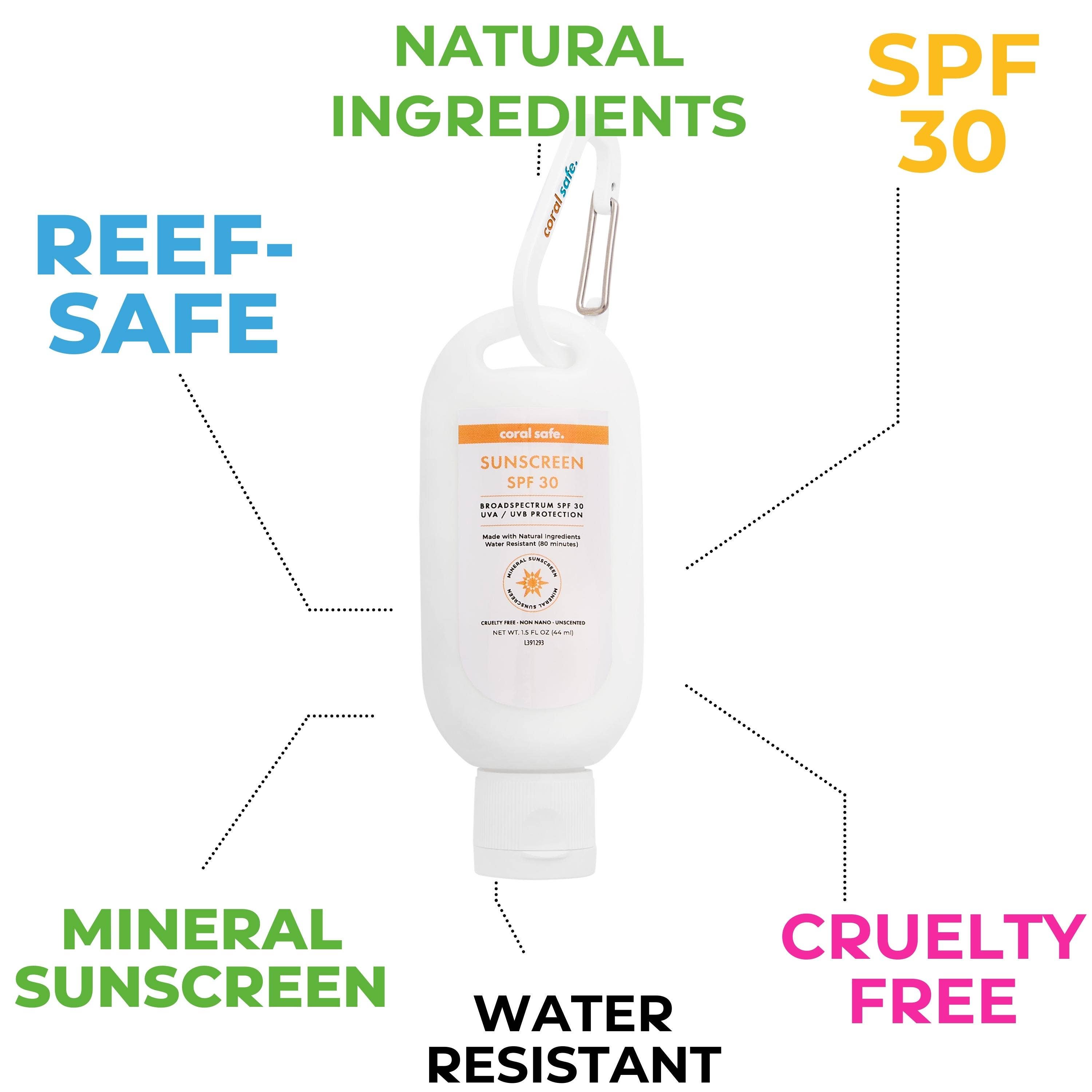 Features of coral safe SPF 30 mini sunscreen