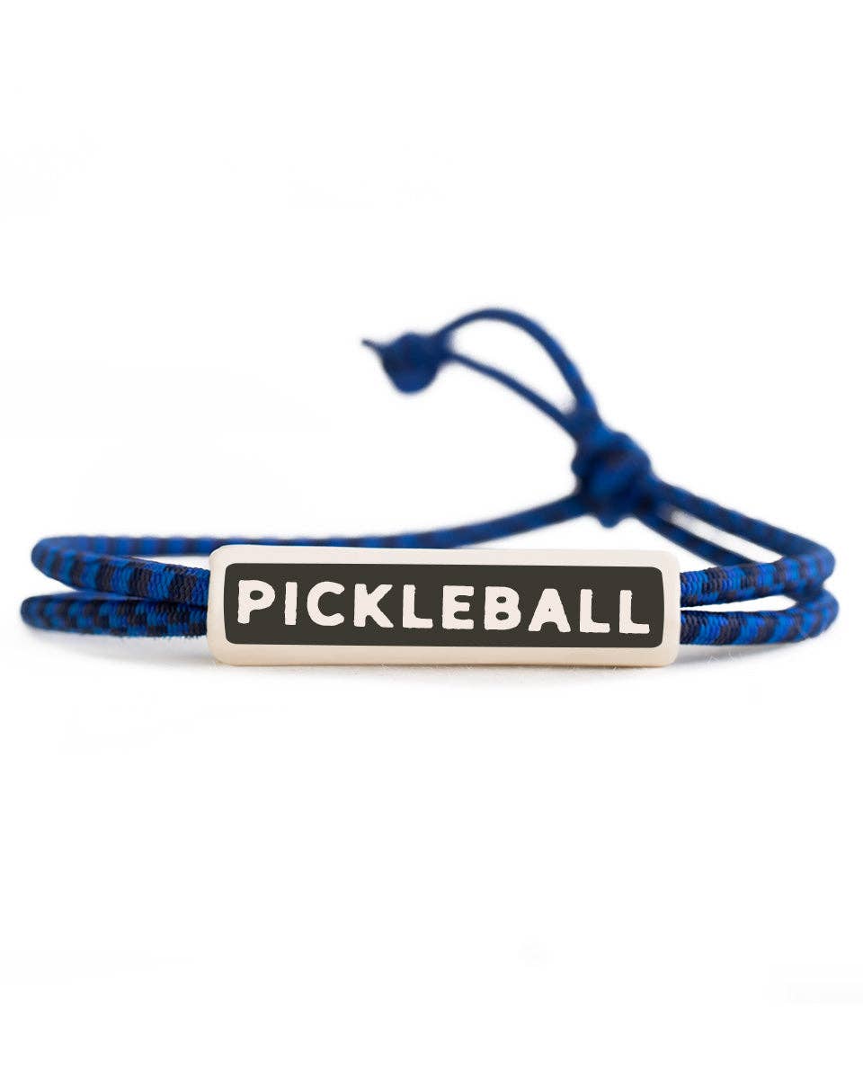 Dark blue colored rope bracelet that says &quot;PICKLEBALL&quot; on it