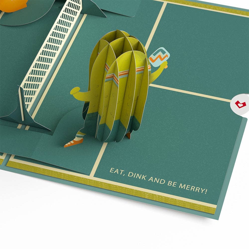 Up-close of 3D Pickleball Birthday Card