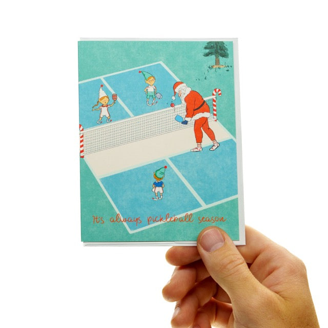 Its always pickleball season christmas greeting card being held