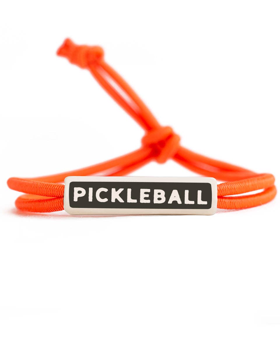 Orange colored rope bracelet that says &quot;PICKLEBALL&quot; on it