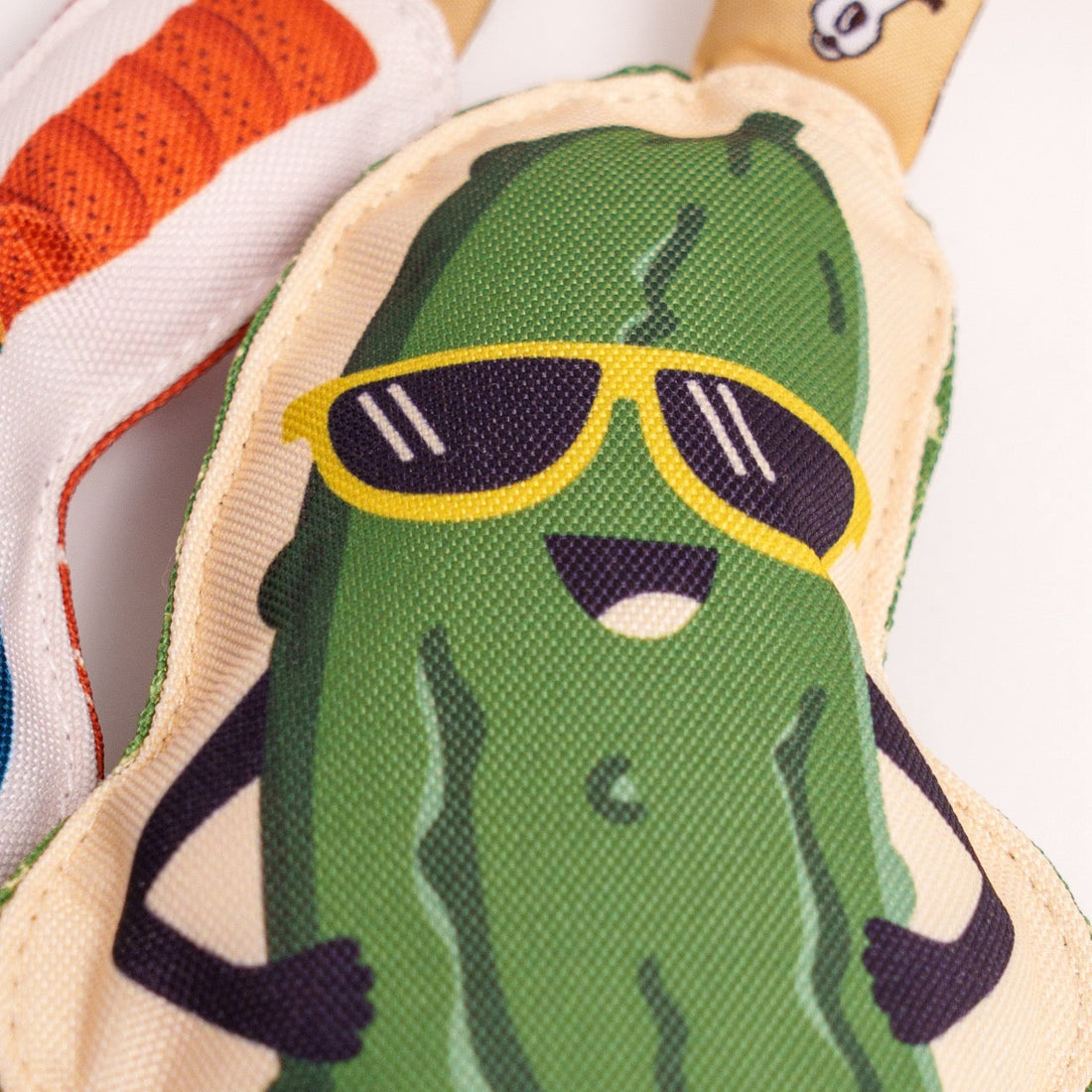 Detailed view of top of pickle dog toy