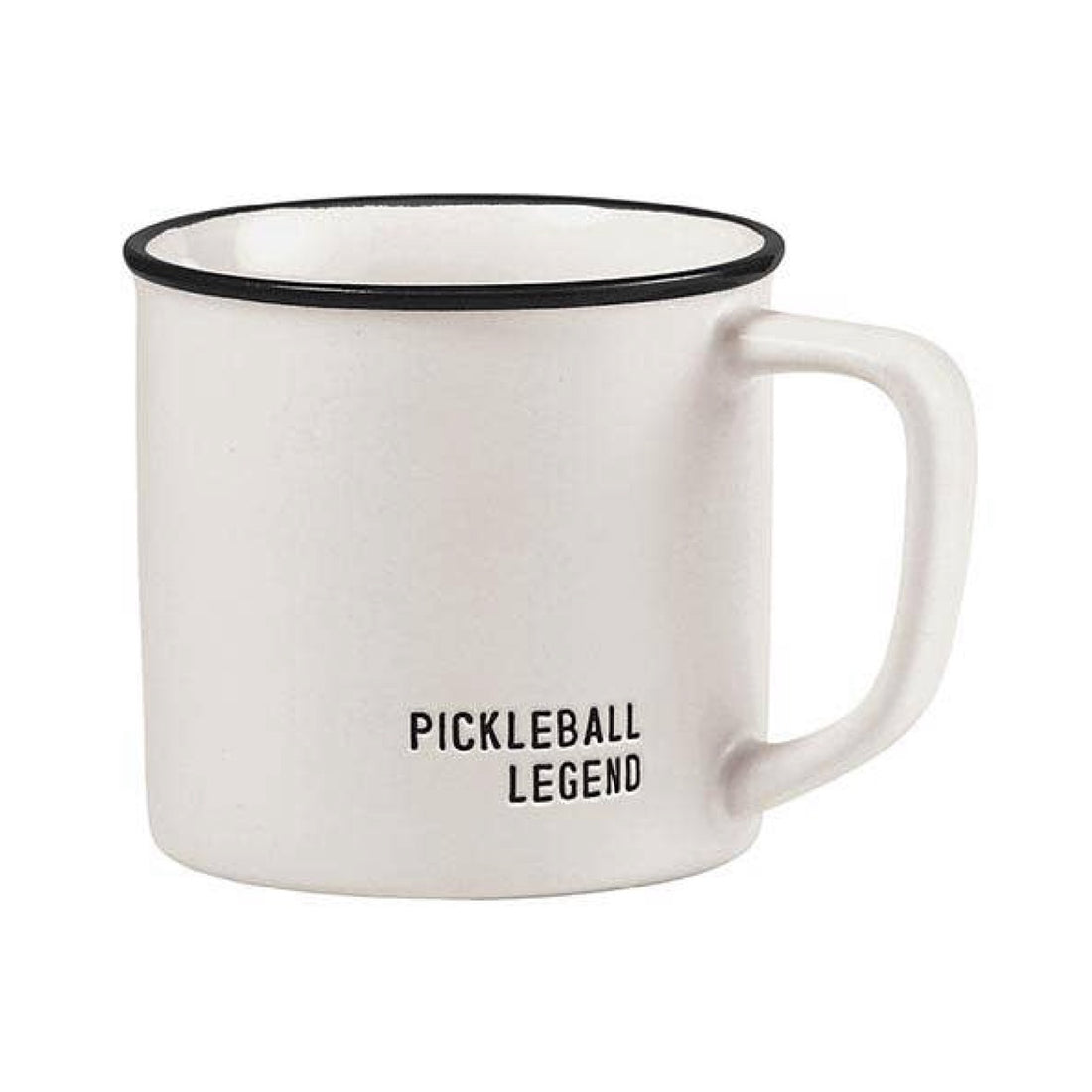 Stoneware coffee mug that says Pickleball Legend on it