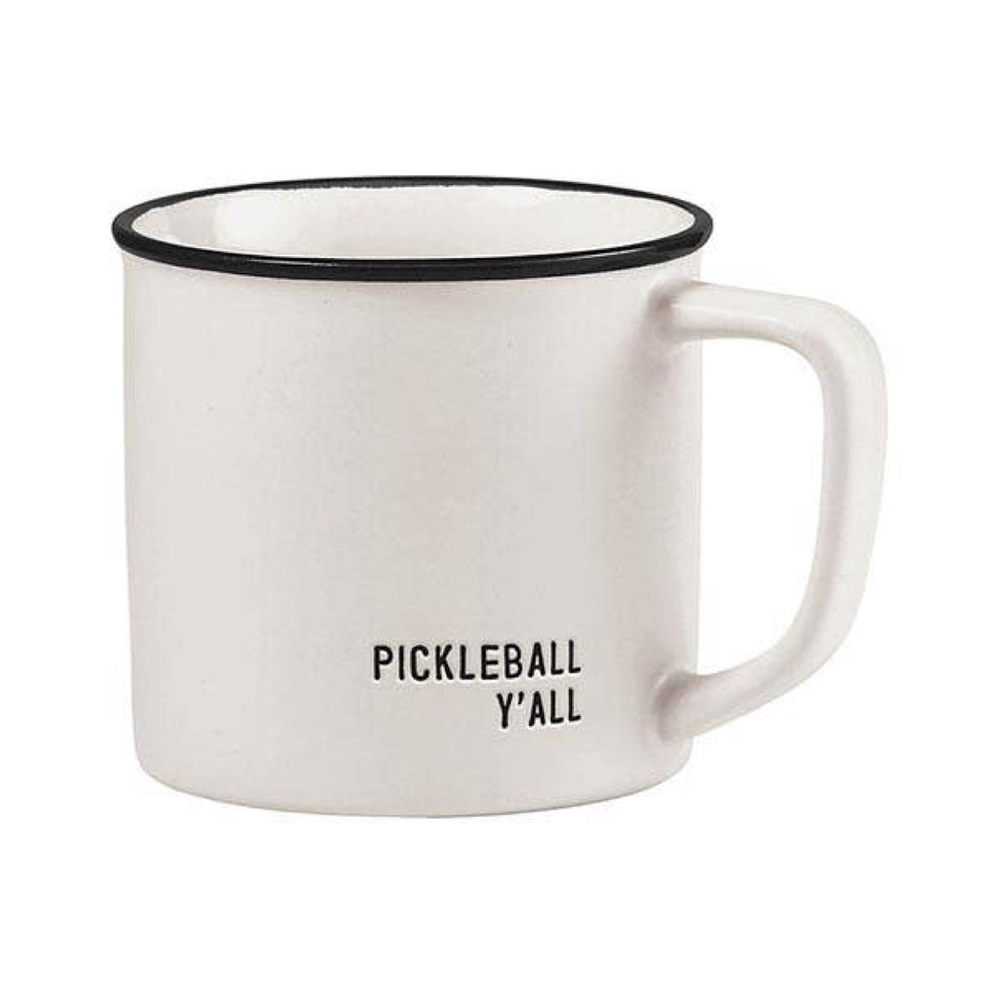 Stoneware coffee mug that says Pickleball Y&