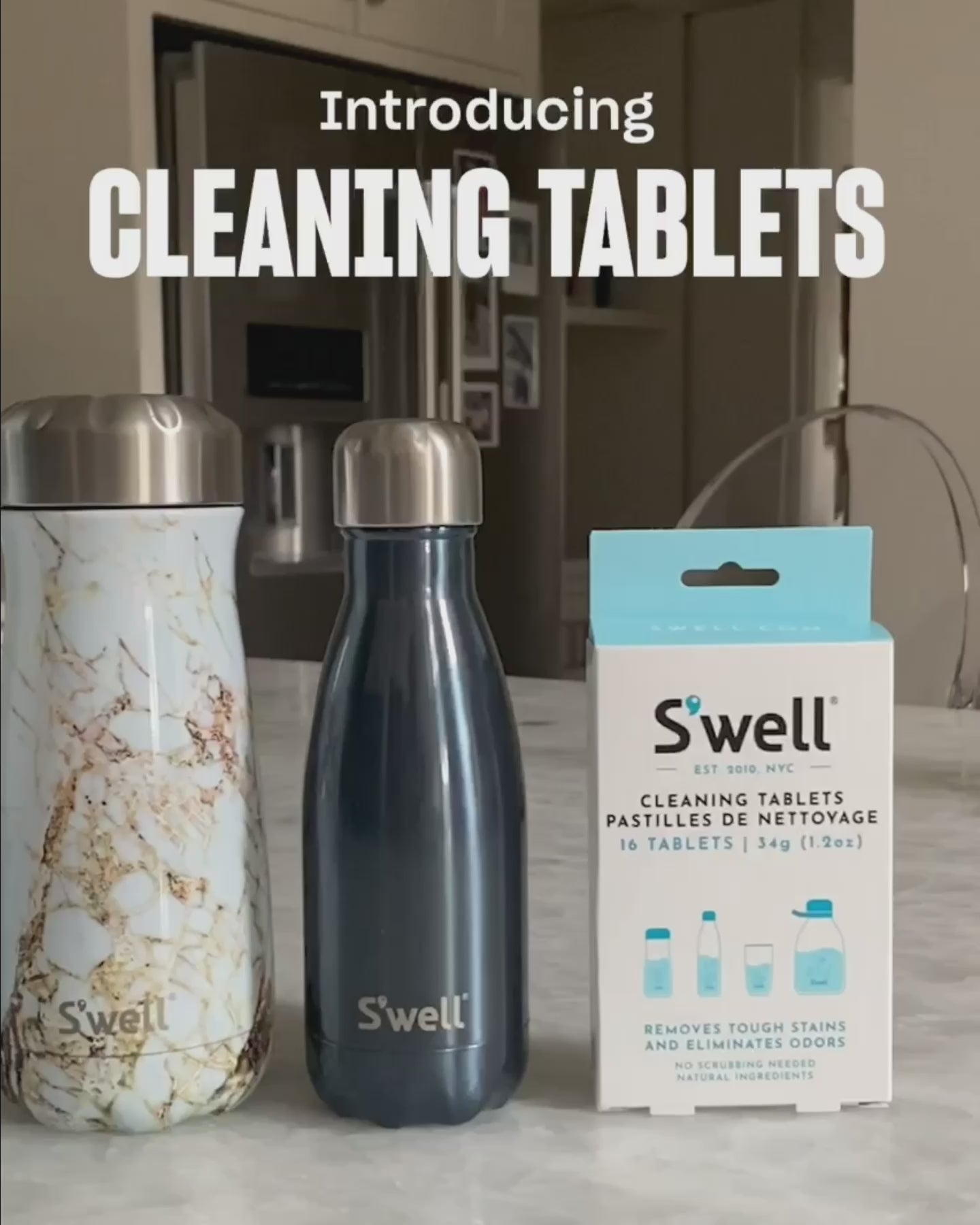 Video showing how to use S'well water bottle cleaning tablets.