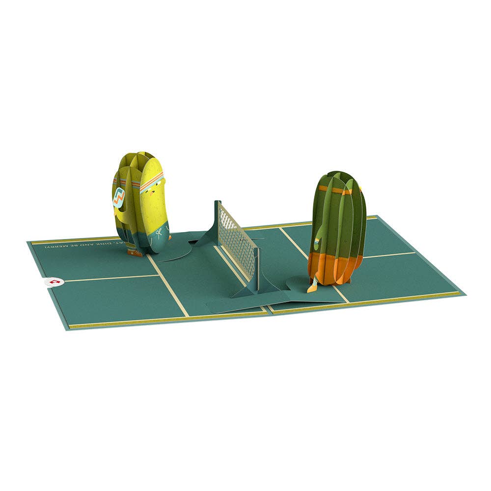 Side view of 3D Pickleball Birthday Card