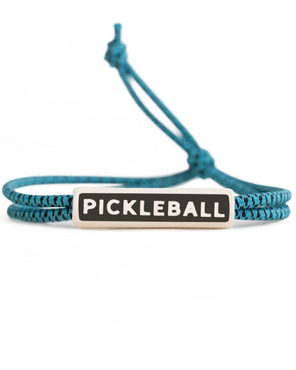 Teal colored rope bracelet that says &quot;PICKLEBALL&quot; on it